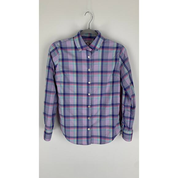 Peter Millar Plaid Button Up Shirt Womens Small Golf Purple Pink Blue - Picture 1 of 9